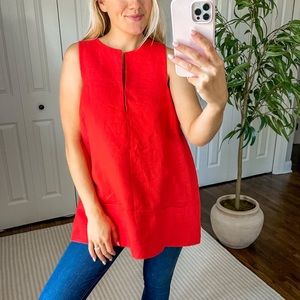 Emerson Fry Linen A-Line Mod Sleeveless Tunic Top in Warm Red